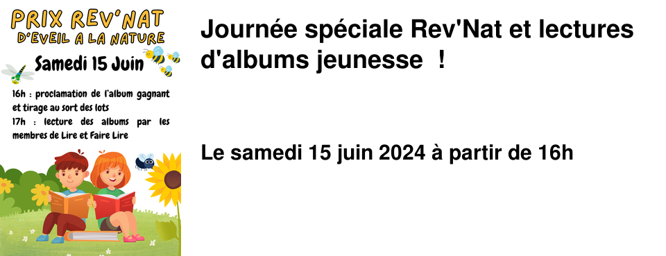 Journ�e sp�ciale Rev'Nat et lectures d'albums jeunesse !