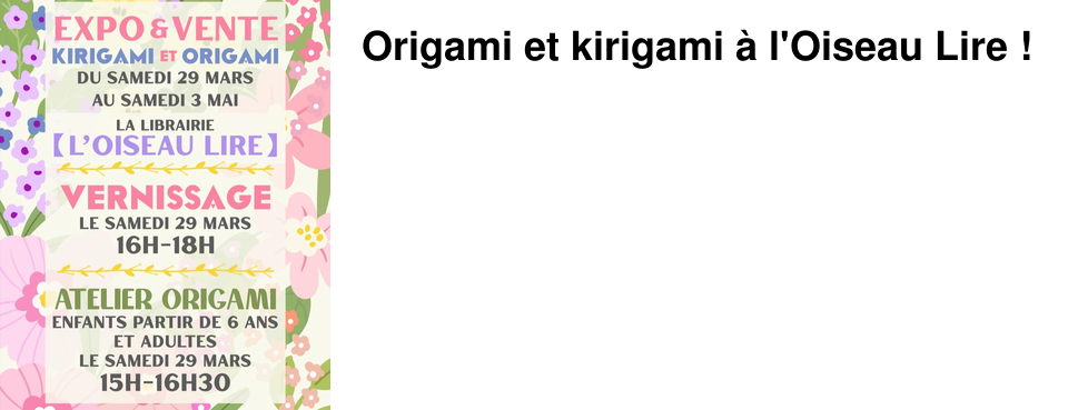 Origami et kirigami � l'Oiseau Lire !