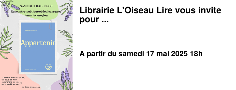 Librairie+L'Oiseau+Lire+vous+invite+pour+...