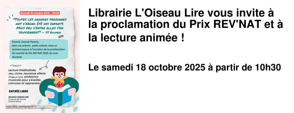 Librairie+L'Oiseau+Lire+vous+invite+�+la+proclamation+du+Prix+REV'NAT+et+�+la+lecture+anim�e+!